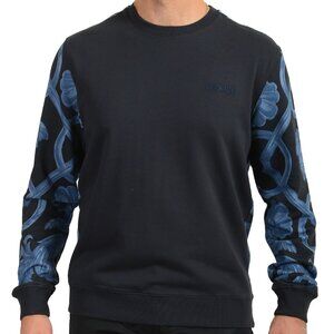 Versace Men's Navy Blue & Blue Barocco Print Cotton Sweatshirt US L IT 52